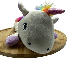 Warm and Cosy Rainbow White Unicorn Horse Microwavable Plush Lavender 14" Long
